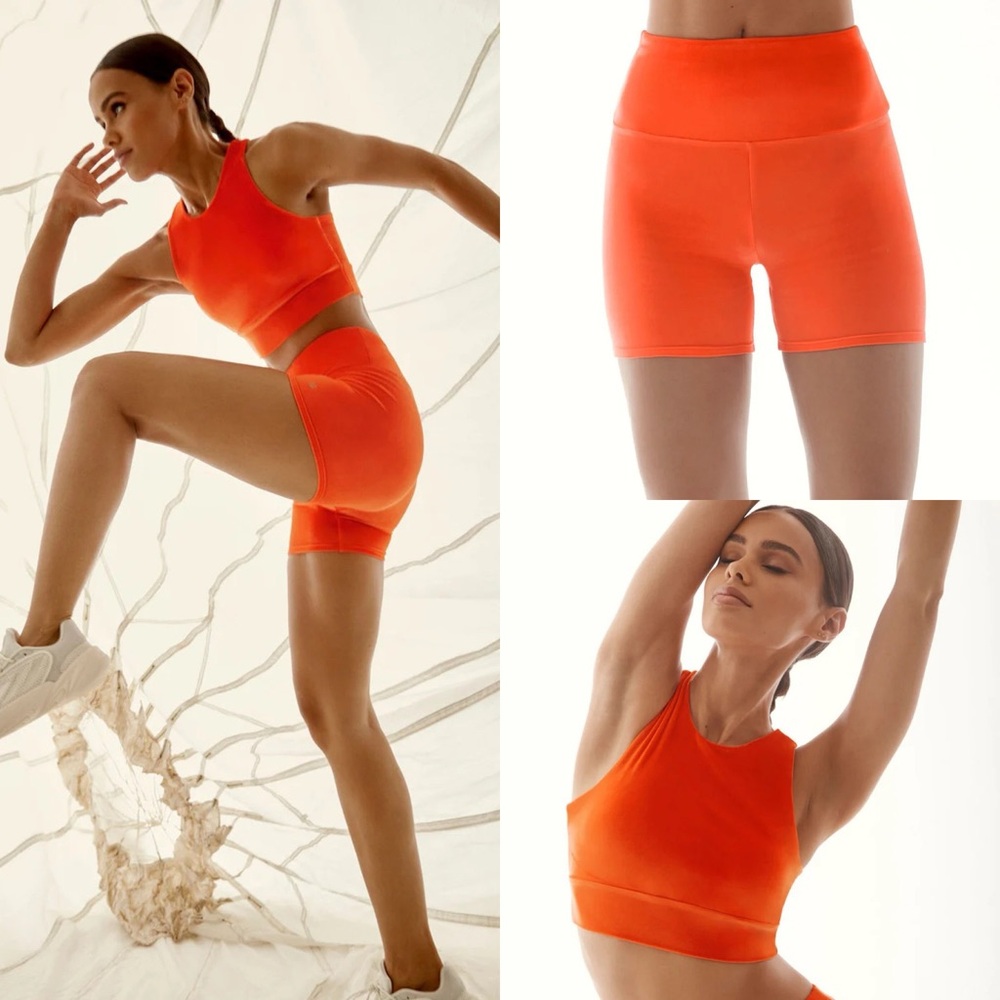 NWT LANSTON Large Luna Activewear Set Athletic Bra + Shorts $300msrp